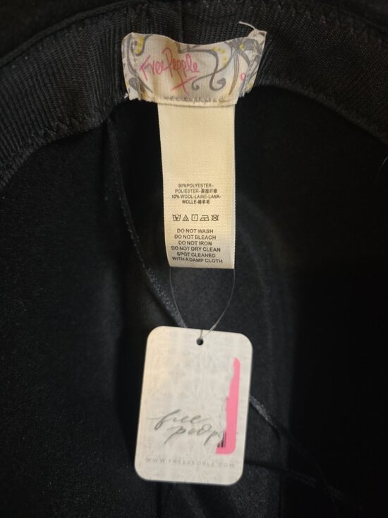 Free People Black Kimi Rancher Hat Geometric Hat Band NEW with Tags $68 MSRP main image 4